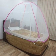 Healthgenie Mosquito Net Single Bed foldable with Patch, Pink
