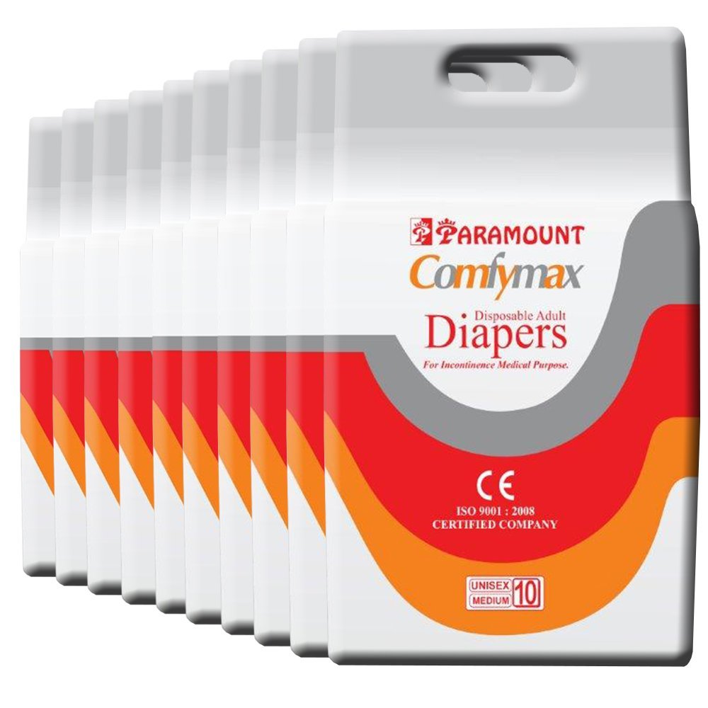 Paramount Comfymax Premium Adult Diapers, Medium – Pack of 100, (71cm-101cm | 28″-40″)