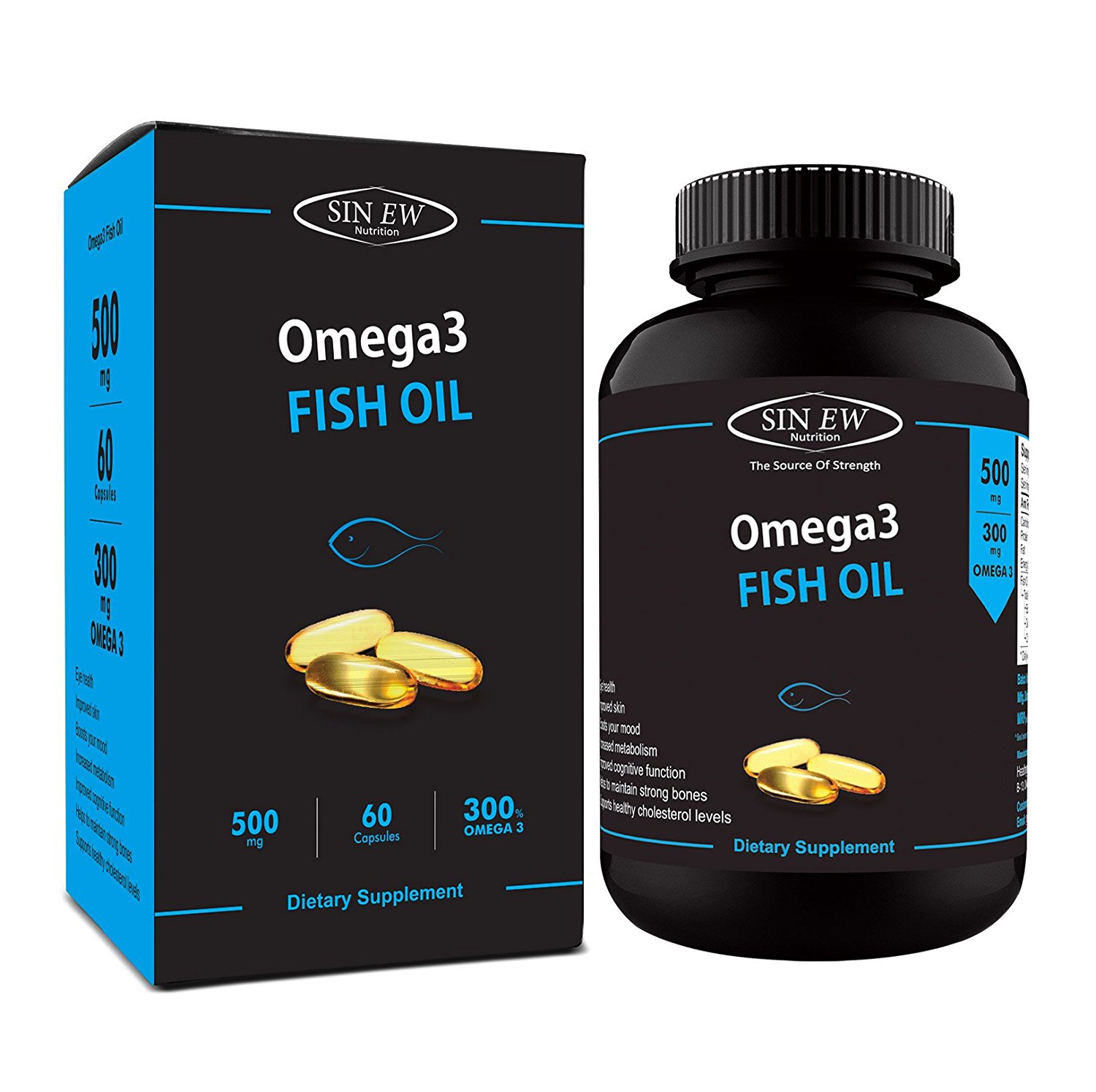 Sinew-Nutrition-Omega-3-Fish-Oil-150EPA &-100DHA-500mg-60-Softgels