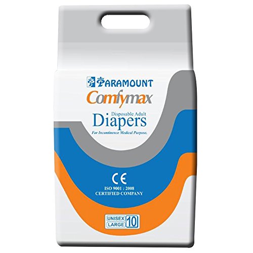 Paramount Comfymax Premium Adult Diapers, Large – Pack of 10, (101cm-150cm | 40″-59″)