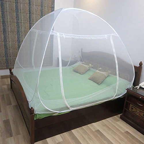 Healthgenie Premium Mosquito Net Double Bed foldable with Patch, White