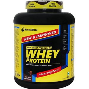 MuscleBlaze Whey Protein Supplement Powder with Digestive Enzyme, 2 kg/4.4 lb, 60 Servings (Rich Milk Chocolate)