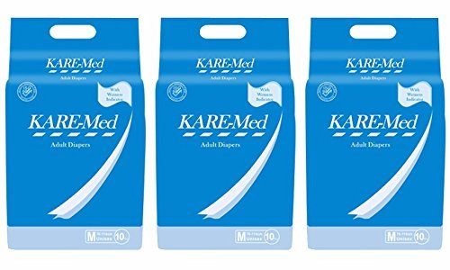 Kare-Med-Adult-Diapers-Medium-10's-Pack-Size-76cm-114cm-30"-45"-Pack-of-3
