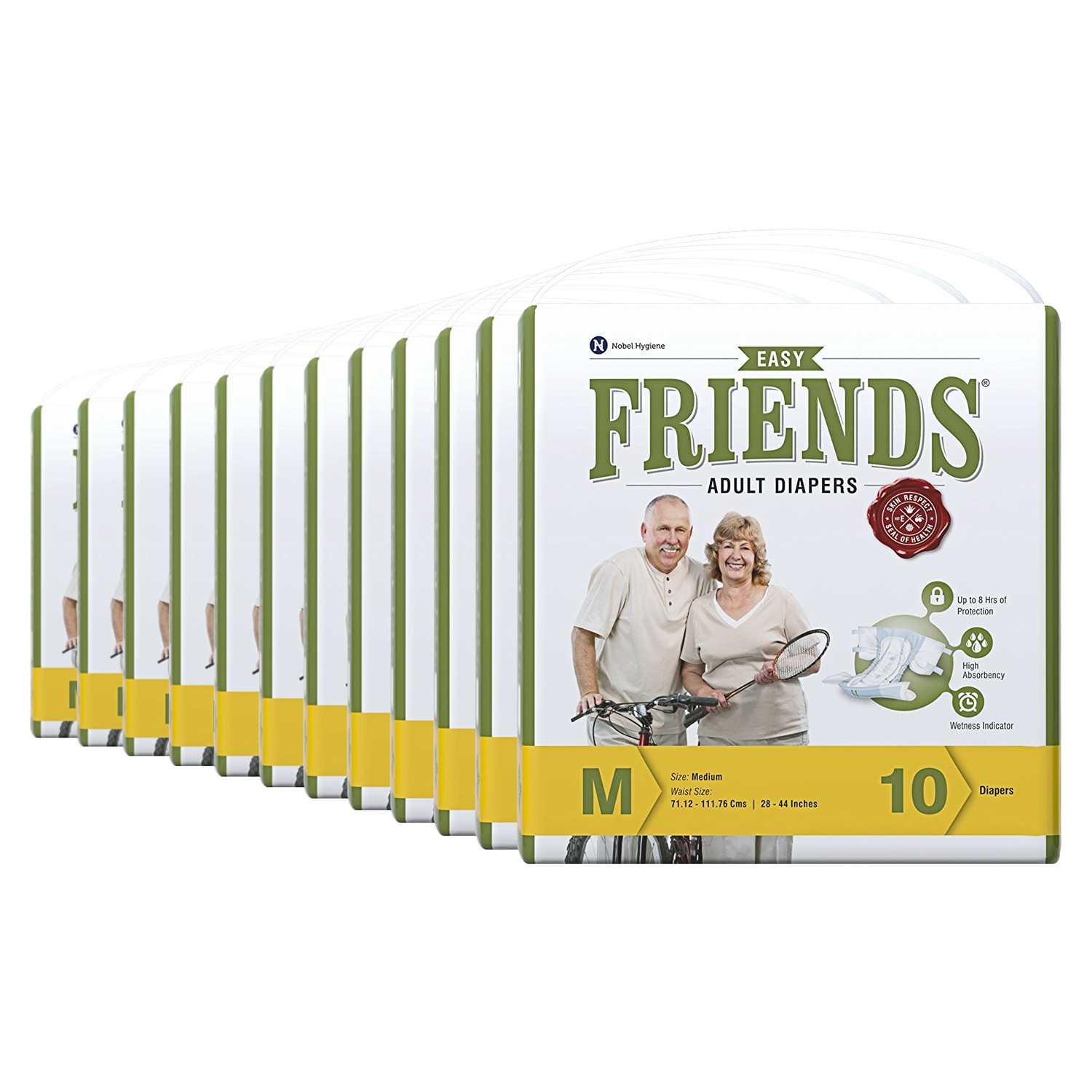 Friends Adult Diaper Basic (Medium) – Case of 12 diaper packs (120 diapers total)