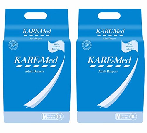 Kare-Med-Adult-Diapers-Medium-10's-Pack-Size-76cm-114cm-30"-45"-Pack-of-2