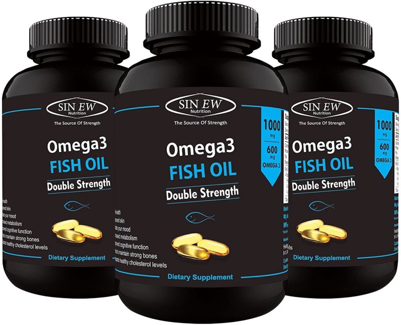 Sinew-Nutrition-Omega-3-Double-Strength-Fish-Oil-1000mg-300EPA-&-200DHA-60-Softgels-Pack-of-3-1000-mg