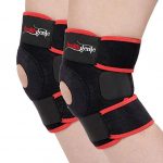 Healthgenie Adjustable Knee Support Patella - 1 Pair with Free Size Fits Most (Black)