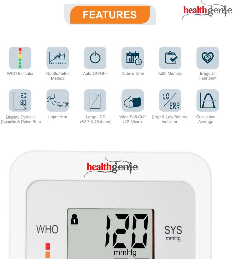 Healthgenie Digital Upper Arm Blood Pressure Monitor Bpm02 Fully Original Imaewqrtkvp7ezd2