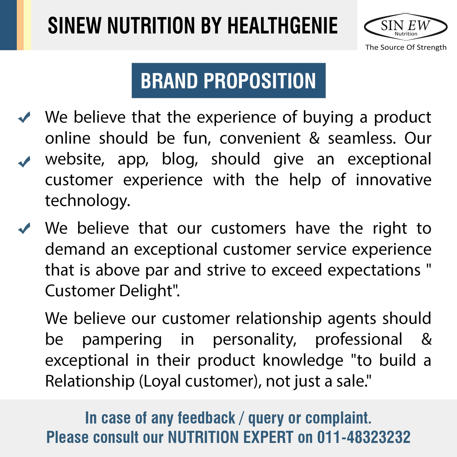 Sinew Nutrition By Healthgenie Brand Proposition
