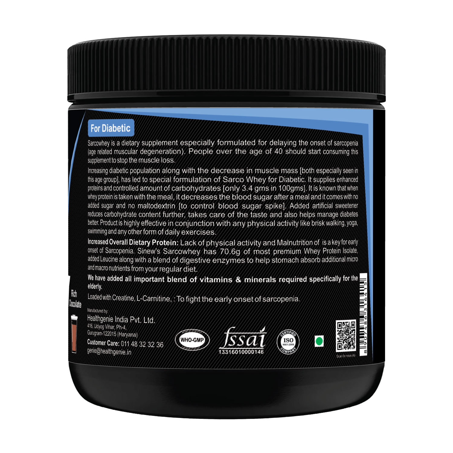 Compare & Buy Sinew Nutrition Sarco whey Diabetic [Rich Chocolate] 300 Gm  Online In India At Best Price | Healthgenie.in