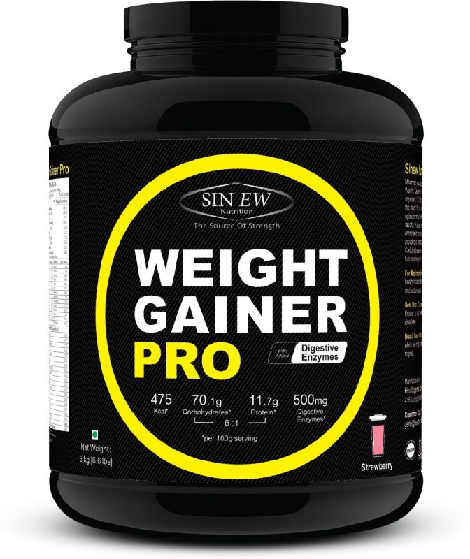 Sinew Nutrition Weight Gainer Pro With Digestive Enzymes, Strawberry Weight Gainers/mass Gainers(3 Kg, Strawberry)