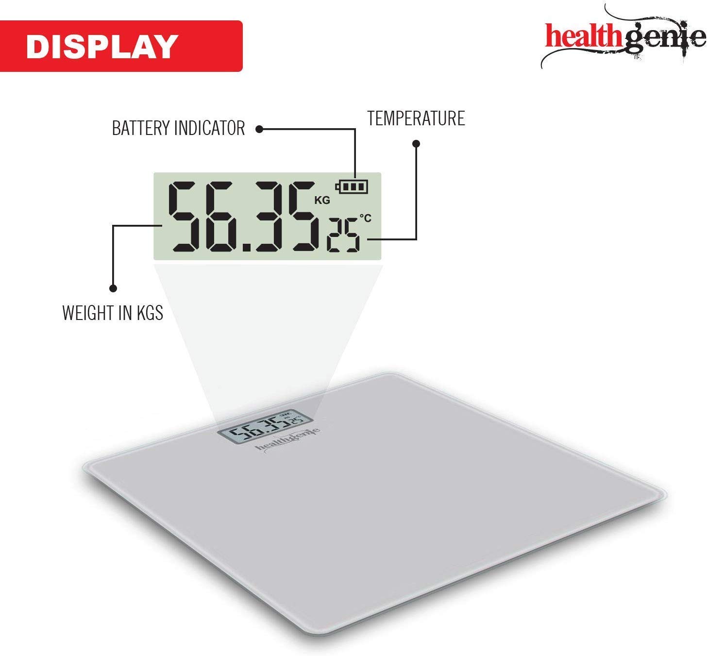 Healthgenie Digital Personal Weighing Scale Hd 221 Mini Silver Display