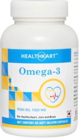 HealthKart Omega 3 1000mg (with 180mg EPA and 120mg DHA) Fish Oil Supplement-60 Softgels