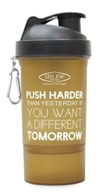 Sinew Nutrition Shaker with 1 Extra Compartment (Brown) Push Harder