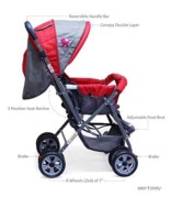 Ador Comfort Baby Stroller 33 Red