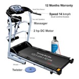 Healthgenie 7 in1 Motorized Treadmill 4112M with Massager, Sit-ups, Tummy Twister, Dumbbells & Resistant Tubes, Max Speed 14 Kmph