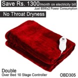 Healthgenie Red Electric Blanket OVERBED 180x130cms , 10 Stage Temp Controller, OBD 305 washable