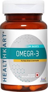 HealthKart Omega 3 1000mg (with 180mg EPA and 120mg DHA) Fish Oil Supplement- 90 Softgels