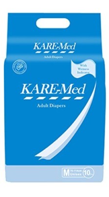 Kare Med Adult Unisex Diapers – (waist size: 76cm to 114cm or 30″ – 45″, 10 Diapers ) (Pack of 3)