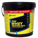 MuscleBlaze 80% Whey Protein Supplement Powder, 4 kg (Unflavoured)