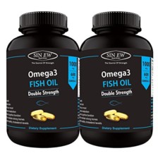 Sinew Nutrition Omega 3 Double Strength Fish Oil 1000mg (300EPA & 200DHA), 60 Softgels (Pack of 2)