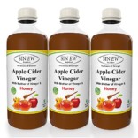 Sinew Nutrition Raw Apple Cider Vinegar (Unfiltered & Unpasteurised) with strand of Mother and Honey 500ml (Pack of 3)
